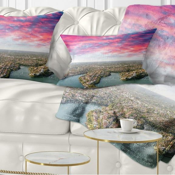 Designart Sydney Under Red Cloud - Cityscape Photo Throw Pillow - 12x20