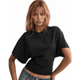 thumbnail image 1 of Camisetas para Mujer, Cuello Redondo, Cintura Ajustada, Informal, Corta, para Entrenamiento, Color Liso, Básicas, Color Negro, Talla L, 1 of 5