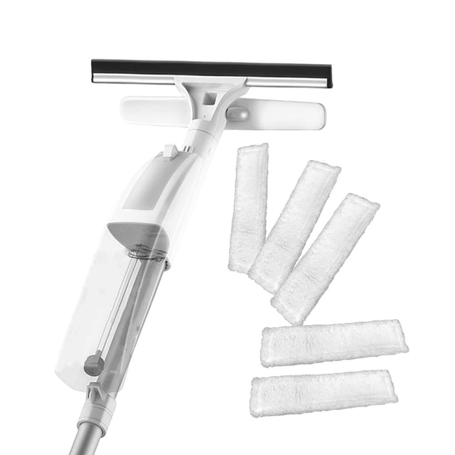 GUOOL Double-Sided Window Cleaner Long Handle White with Water Spray Extendable Window 5 Rag