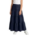 thumbnail image 4 of ZOYOEN Girls Eyelet Ruffled Skirts- Cute Trendy Casual Elastic Waist Kids Maxi Skirt Navy Size 12, 4 of 7