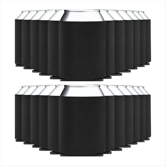 25 Fundas Enfriadoras para Latas de Cerveza, Plegables, con Aislamiento de Espuma para de de 12 y 16 Oz, Color Negro.