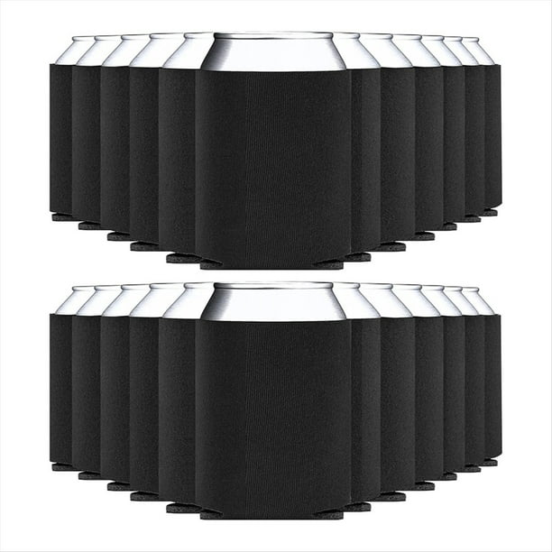 25 Fundas Enfriadoras para Latas de Cerveza, Plegables, con Aislamiento de Espuma para de de 12 y 16 Oz, Color Negro.