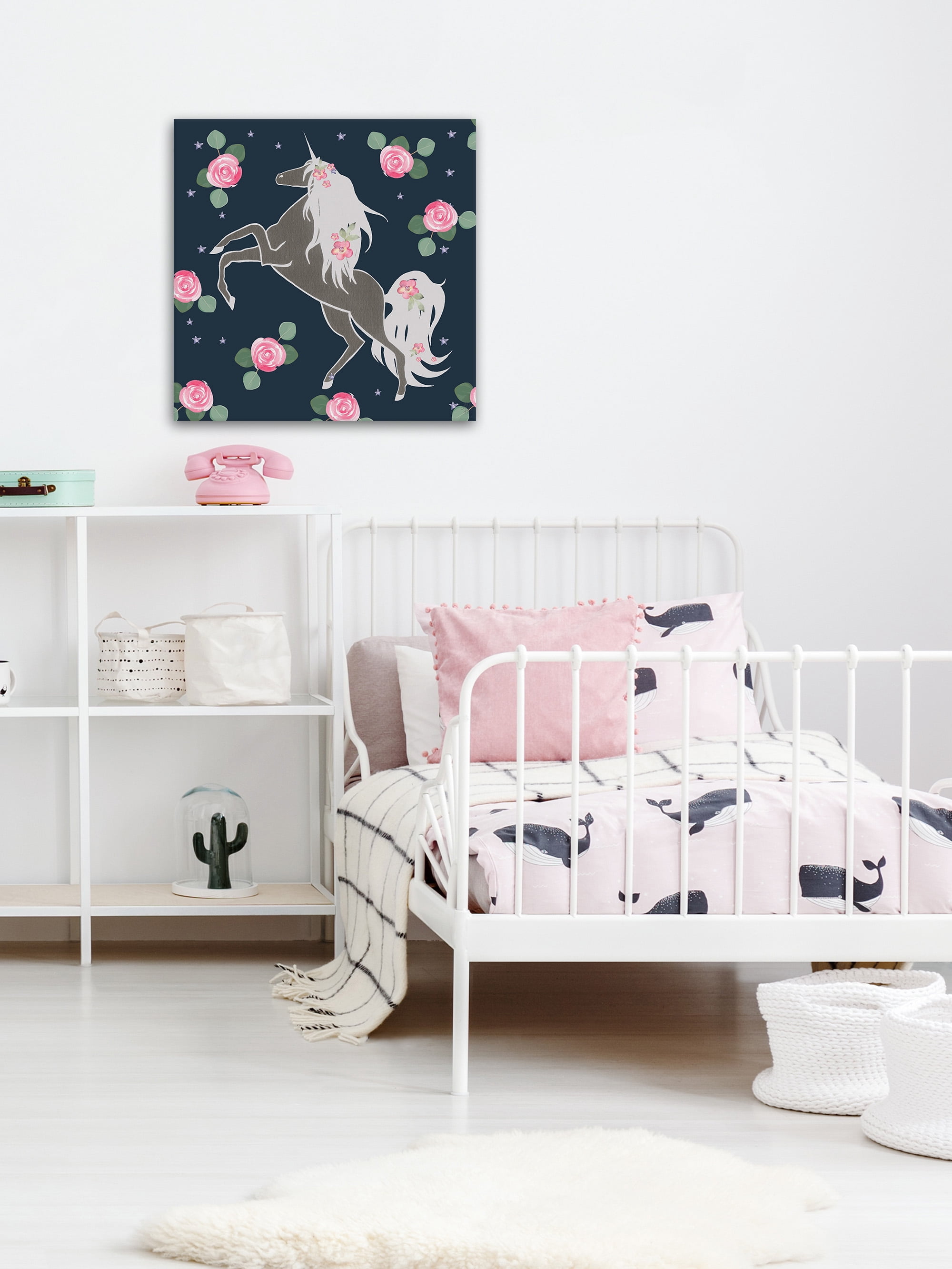 Marmont Hill Rose Bloom Unicorn Canvas Wall Art
