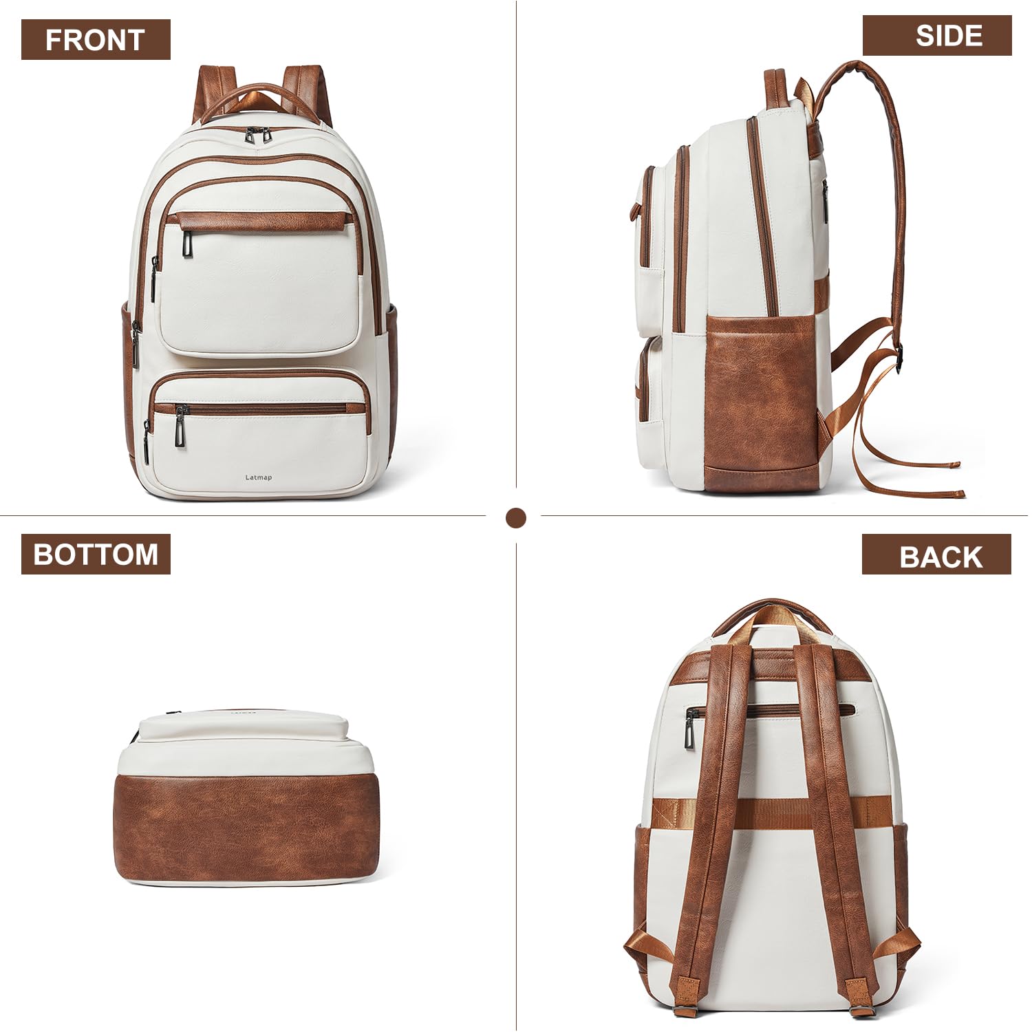 43L Backpack Purse for Women Travel Backpack Leather Large Women 17 16 15.6 Inch Laptop Bag Handbags For Travel Work College Large Beige