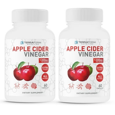 Apple Cider Vinegar Pills Powerful & Potent for Men & Women, 1300mg - 2 pack
