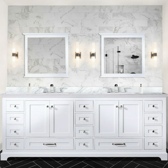 White 84 In. Bath Vanity Cabinet - 2 Cabinets, 14 Drawers Soft Close Solid Wood Frame, E0 Plywood Install Rapidly Double In & Quick To