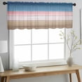 thumbnail image 2 of Pink Blue Brown Valance Curtains for Kitchen/Living Room/Bathroom/Bedroom Window, Rod Pocket Small Topper Half Short Window Curtains Voile Sheer Scarf, Farmhouse Gradient Wooden Plank Art 42"x18", 2 of 8