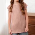 thumbnail image 5 of HAOTAGS Teen Girls Blouse Tops Casual Solid Color Round Neck Short Sleeve Tshirts Rose Gold 10Y, 5 of 9
