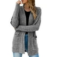 thumbnail image 2 of MRULIC cardigan for women Fashion Women Long Sleeve Casual Winter Cardigan Pocket Solid Color CoatWomen's Cardigan Grey + US:12, 2 of 7