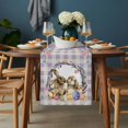 thumbnail image 2 of Easter Bunny Table Runner - 48 Inch Long, Kitchen Dining Table Runner Dresser Scarves, Spring Easter Eggs Chick Floral Purple Check Farmhouse Decor for Coffee Tables Wedding Party Banquet, 2 of 8
