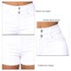 thumbnail image 5 of Pantalones cortos de mujer Slim Fit Levantamiento de cadera Botón elástico Mediados de cintura Dobladillo doblado Pantalones cortos para mujer Blanco XL, 5 of 6