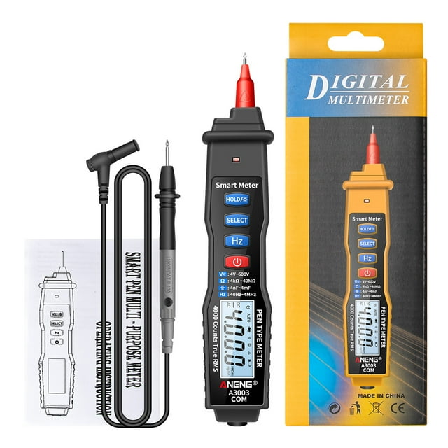 ANENG Digital Pen Multimeter NCV AC/DC Voltmeter Ohmmeter Resistance Capacitance Frequanecy Live Line Test Handheld 4000 Counts LCD Backlight Tester with Data Hold and Flashlight