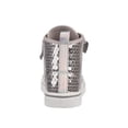 thumbnail image 4 of Nanette Lepore Bow Detail, Girl Sequin Hi-Top Canvas Sneaker, Silver, Size: 8, 4 of 7