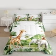 thumbnail image 2 of Feelyou Kawaii Giraffe Elephant Queen Comforter Set, Jungle Wildlife Animal Bedding Sets, Teens Boys Girls Kids Reversible Bedding Comforter Set, Luxury Bedroom Decor, 3pcs, 2 of 8