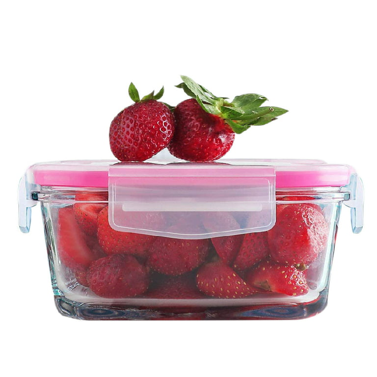 Glass Food Container with Locked Lid, Leak Proof Storage Canister for  Snacks, Condiments, Soup, Salad, Small 13.75 oz
