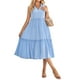 thumbnail image 1 of Lucakuins Mujer Verano A-line Midi Vestido Casual Color sólido Con cuello en V Volantes Sin mangas Suelto Vestido de playa de vacaciones Lucakuins  moda, 1 of 9