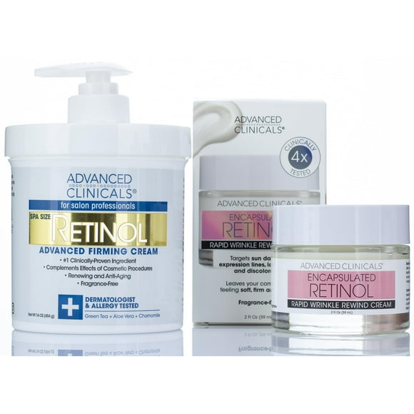 Advanced Clinicals Retinol Body Cream + Encapsulated Retinol Moisturizer Lotion 2Pc Set For Diminishing Appearance Of Wrinkles Fine Lines Crepey Skin & Age Spots 2-Piece Set