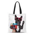 thumbnail image 1 of JSDART Sac Fourre-Tout en Toile Cool Photographe Touriste Chien Prenant des Photos Rétro Ancien Appareil Photo Sac à Provisions Réutilisable Sac à Main, 1 of 1