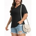 thumbnail image 4 of DreamFish Women's Plus Size Tops V Neck T Shirts Summer Short Sleeve Oversized Tees Casual Loose Fit Tunic, 4 of 5