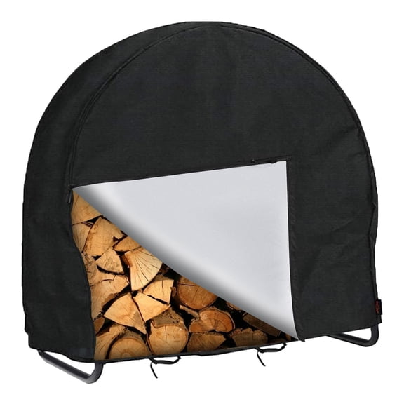 40" x 24" x 41" Heavy-Duty 210D PU Coated Polyester Firewood Log Rack Cover, Waterproof UV Resistant Outdoor Round Hoop Firewood Storage Protector with Side Zipper