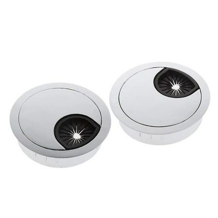 

Desk Grommet 2 Inch Matte Metal Desk Cord Cable Hole Cover Grommet - 2 Pack Silver