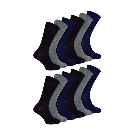 IOMI - 12 Pairs Mens Diabetic Bamboo Socks | Extra Wide Socks with Non Elastic Gentle Grip Top