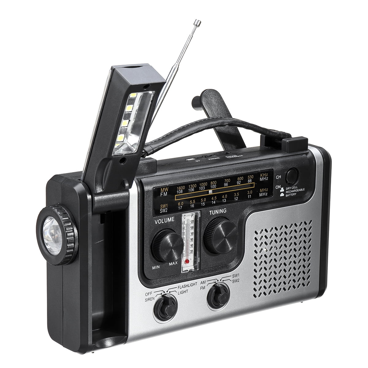 Emergency Solar Portable Radio Hand Crank Powered Radio, MW/FM/SW1/SW2