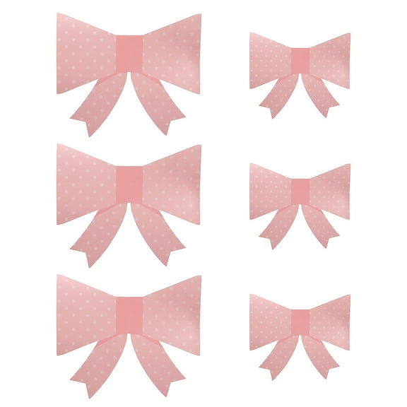 Fun Express 8" – 11 1/2" Pink Polka Dot Bow Party Cardstock Wall Cutouts - 6 Pc.