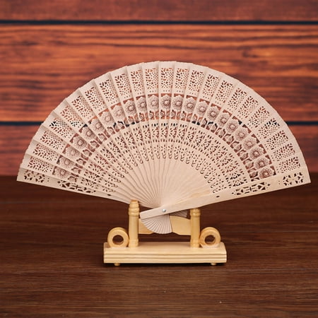 

NIUREDLTD Wooden Folding Wedding Party Fans for Outdoor Carved Fan Hand Fans