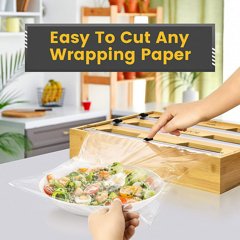 3 in 1 Wrap Dispenser with Cutter, Plastic Wrap, Aluminum Foil and Wax  Paper