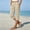 Khaki, variant on Drovellove Women's Linen High Waist Elastic Waist Loose Straight Leg Cropped Pants with Pockets and Side Slit Buttons - Casual Summer Beach Vacation Bottoms