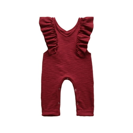 

Larisalt Baby Romper Baby Girl Clothes Solid Color Ribbed Long Sleeve Romper