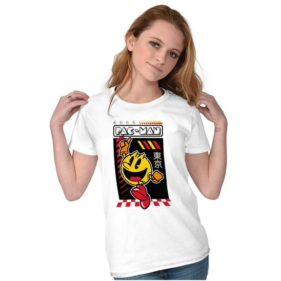 PACMAN Kanji Video Arcade Game Women's T Shirt Ladies Tee Brisco Brands S