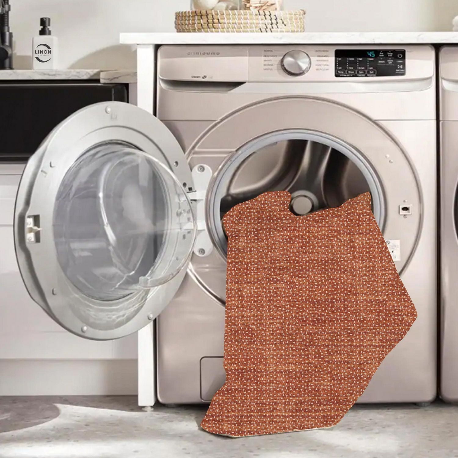 Tapis d'extérieur lavable Estero orange & ivoire 5 pi x7 pi