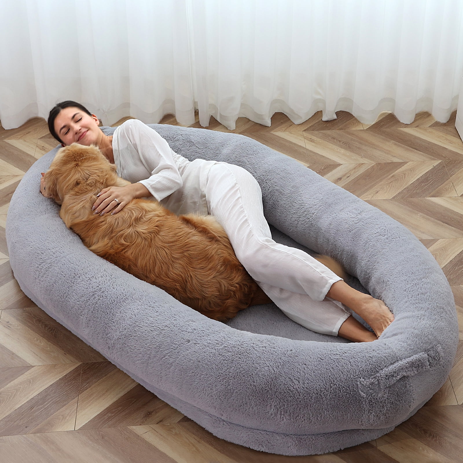 Slsy Human Dog Bed, 72"x51"x12" Giant Dog Bed for Adults and Pets, Washable Large Bean Bag Bed