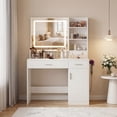 thumbnail image 5 of JIOABL Vanity Desk with LED Mirror, 2 Drawers & Cabinet, Power Outlets and USB Ports, Makeup Table with Storage, White, 5 of 10