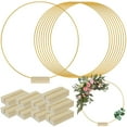 thumbnail image 2 of OUSITAID 10PCS Metal Floral Hoop Centerpiece 12inch  Macrame Gold Hoop Ring with Wood Stands, 2 of 8