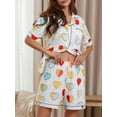 thumbnail image 4 of Caoirhny Women Pajama Set, Striped Leopard Print Short Sleeve Button Closure Shirt with Shorts Sleepwear Loungewear, 4 of 9