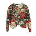 thumbnail image 4 of Christmas Top for Women Print Long Sleeve Pullover Crewneck Sweatshirt Red 2XL, 4 of 5