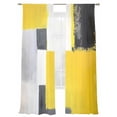 thumbnail image 2 of Abstract Art Sheer Curtains 84 Inches Long 2 Panels Black Yellow Geometric Graffiti Art Light Filtering Semi Sheer Window Curtains Drapes for Bedroom Living Room 52"x84", 2 of 7