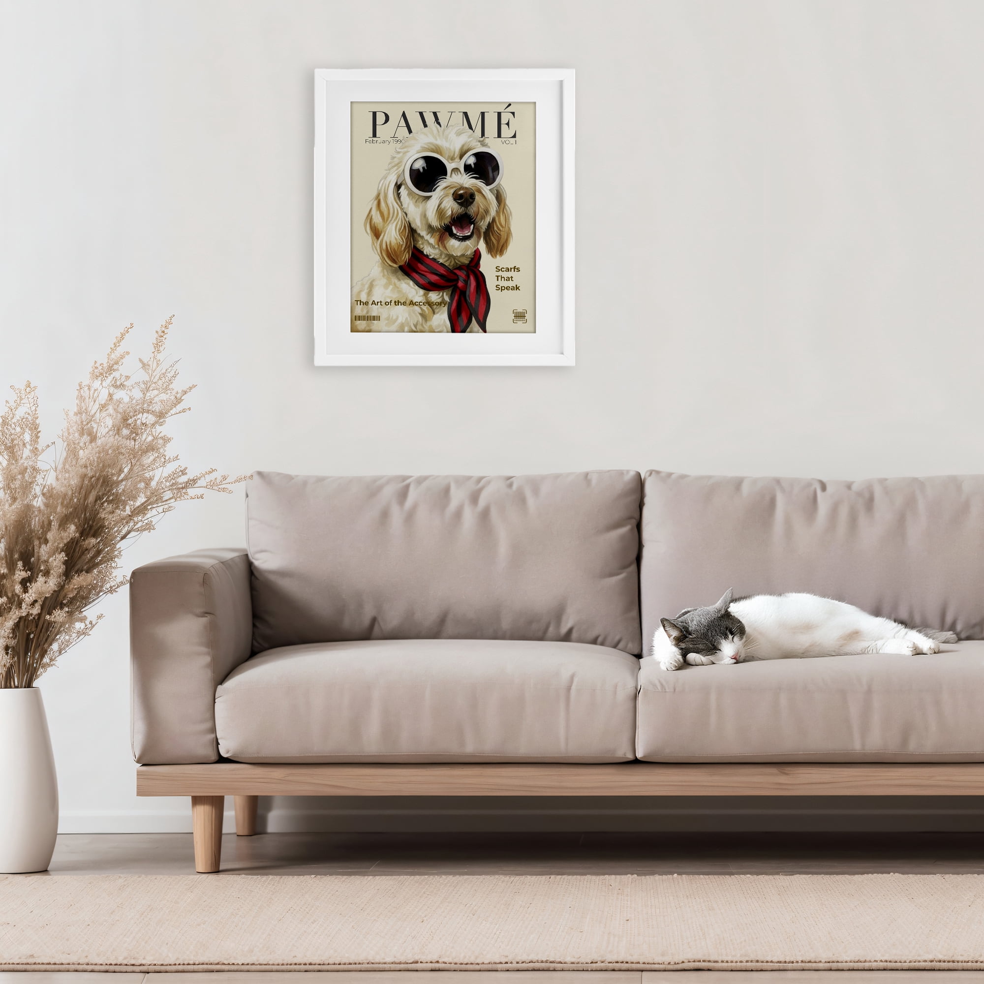 Stupell Industries Pawme Dog Fashion Magazine White Framed Print Under Glass, design by A Barefoot Stylist