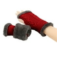 thumbnail image 4 of QQAMB Gloves for Women Hand Knit Fingerless Winter Wool Texting Gloves Mittens Warm Lined Stretchy Arm Warmers Mittens, 4 of 4