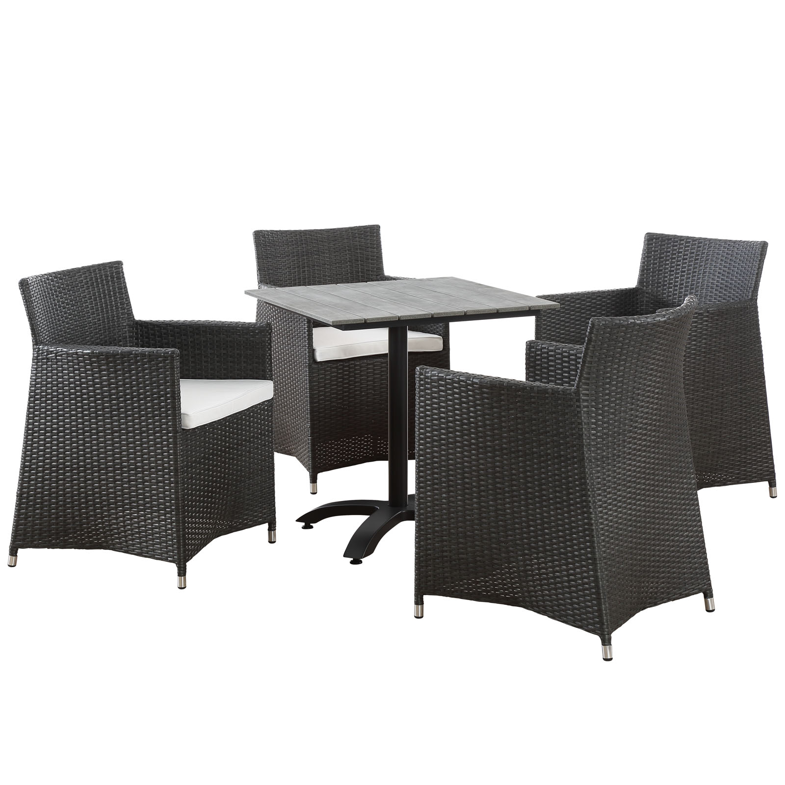 Modway Junction 5 Piece Outdoor Patio Dining Set in Brown White - image 2 of 7