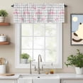 thumbnail image 2 of Curtain Valance for Windows, Tropical Pink Flamingo Seamless Kitchen Valances Rod Pocket Short Curtains, Watercolor Palm Leaf Grey Check Window Valance for Bedroom Bathroom Living room 56x16in, 2 of 9