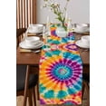 thumbnail image 4 of Boanket Colorful Tie-Dye Table Runner - 60 Inch Long, Kitchen Dining Table Runner Dresser Scarves, Ethnic Modern Abstract Watercolor Farmhouse Decor for Coffee Tables Wedding Party Banquet, 4 of 8