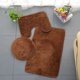 thumbnail image 1 of Xiao Hua Juego de 3 alfombrillas de baño, alfombrillas contorneadas y fundas de baño con respaldo de goma, color sólido (marrón), 1 of 5