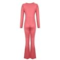 thumbnail image 3 of ABATAB Jumpsuit for Women Long Sleeve Scoop Neck Flare Leggings Romper Stretchy Butt Lifting Fashion Bootcut Unitard Jumpsuit, 3 of 6