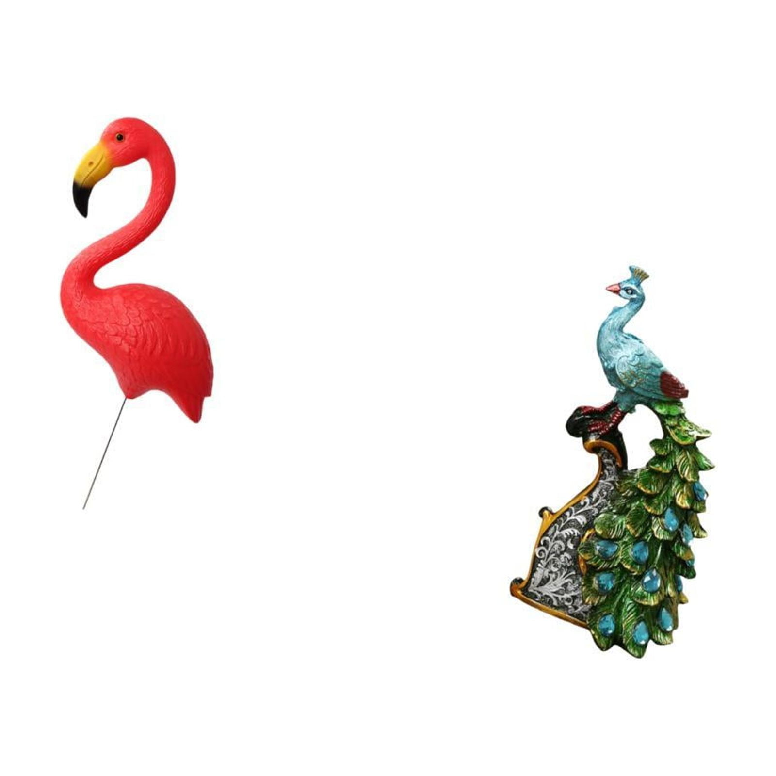 simhoa Flamingo Peacock Garden Sculpture Ornament for Holiday Spring Yard Art and Elegant Tabletop Animal Figurine for Home Bedroom Office Living Room Decoration