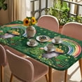 thumbnail image 3 of Gnomes St. Patrick's Day Table Cloths for 4 Foot Rectangle Tables, Green Lucky Clovers Rainbow Patio Waterproof Elastic Fitted Tablecloths, Washable Rectangular Table Cover for Camping, 3 of 8