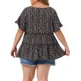 thumbnail image 4 of DARING DIVA Women's Plus Size V Neck Short Sleeve Floral Babydoll Blouse 5X Black Purple, 4 of 6